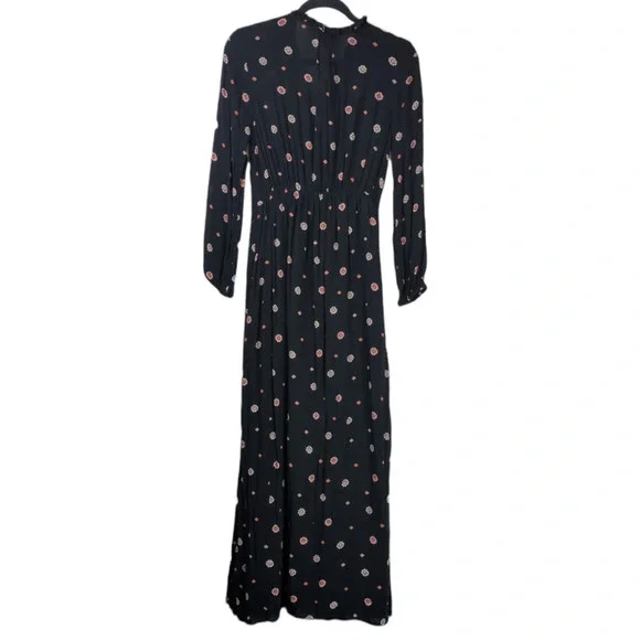Amuse Society S Bel Air Printed Crinkle Woven Black Boho Maxi Dress - Picture 3 of 11